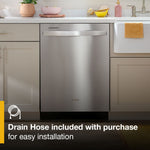 Whirlpool Eco Series 24-in Top Control Built-in Dishwasher ( Black ) With Third Rack, Sensor Cycle with AI Intelligent Wash, Soak and Clean , 47-Decibel