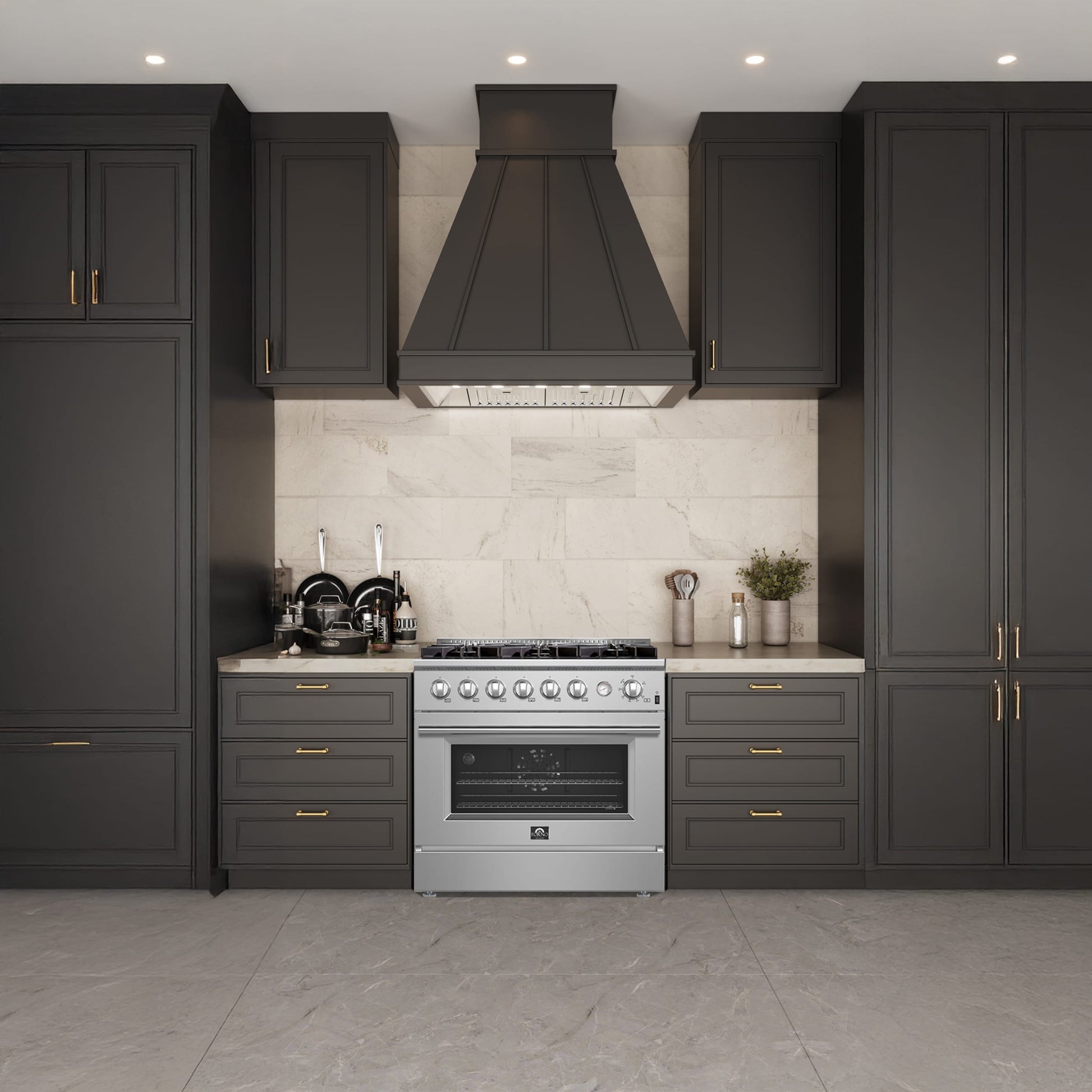 FORNO Marco 36-in 6 burners 5.32-cu ft Convection Oven Freestanding Natural Gas Range ( Stainless Steel )