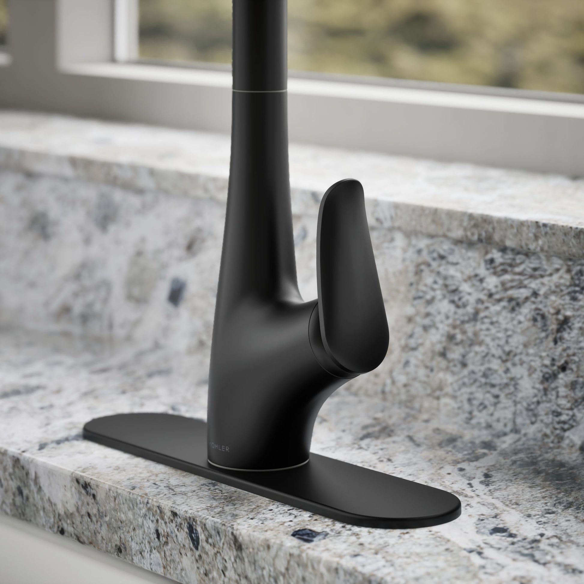 KOHLER Leto Matte Black Single Handle Deck-mount Pull-down Kitchen Faucet with Sprayer (Includes Deck Plate), MSRP: $249, FINAL PRICE: $149.99 + TAX