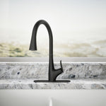 KOHLER Leto Matte Black Single Handle Deck-mount Pull-down Kitchen Faucet with Sprayer (Includes Deck Plate), MSRP: $249, FINAL PRICE: $149.99 + TAX