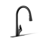 KOHLER Leto Matte Black Single Handle Deck-mount Pull-down Kitchen Faucet with Sprayer (Includes Deck Plate), MSRP: $249, FINAL PRICE: $149.99 + TAX