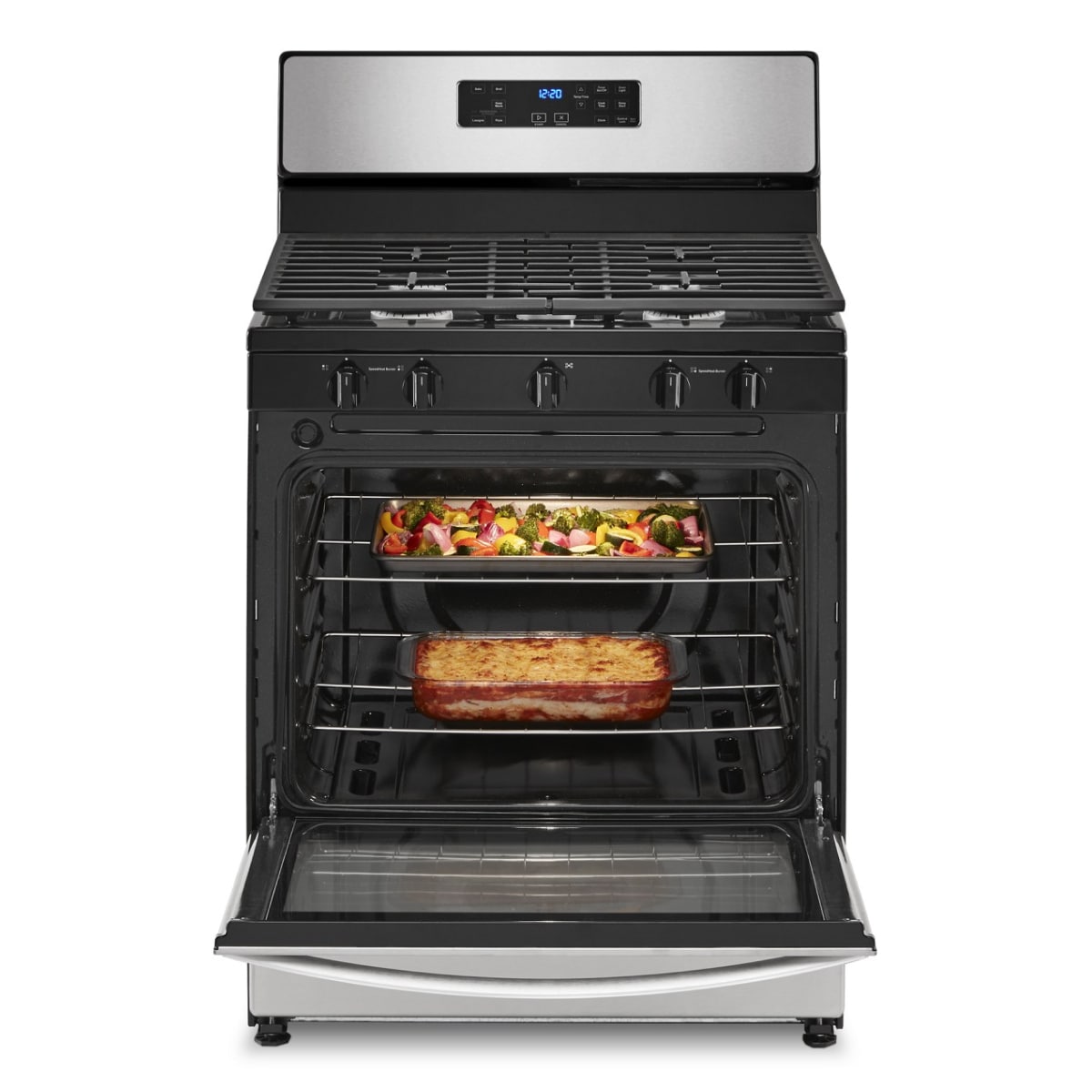Whirlpool 30-in 5 burners 5.1-cu ft Freestanding Natural Gas Range ( Stainless Steel )