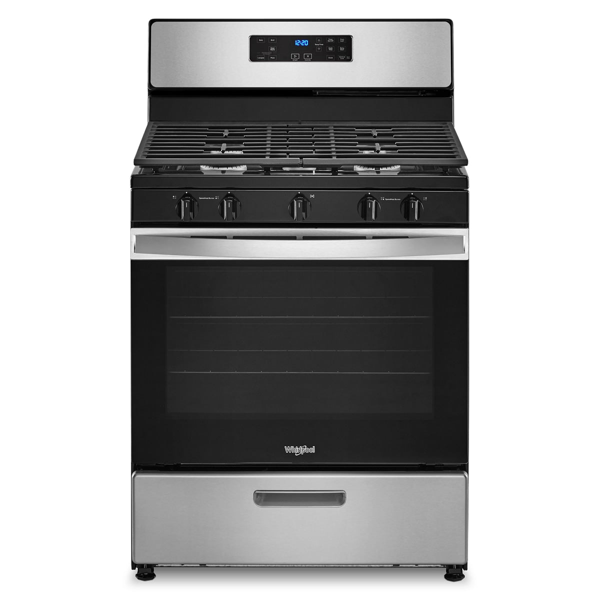 Whirlpool 30-in 5 burners 5.1-cu ft Freestanding Natural Gas Range ( Stainless Steel )