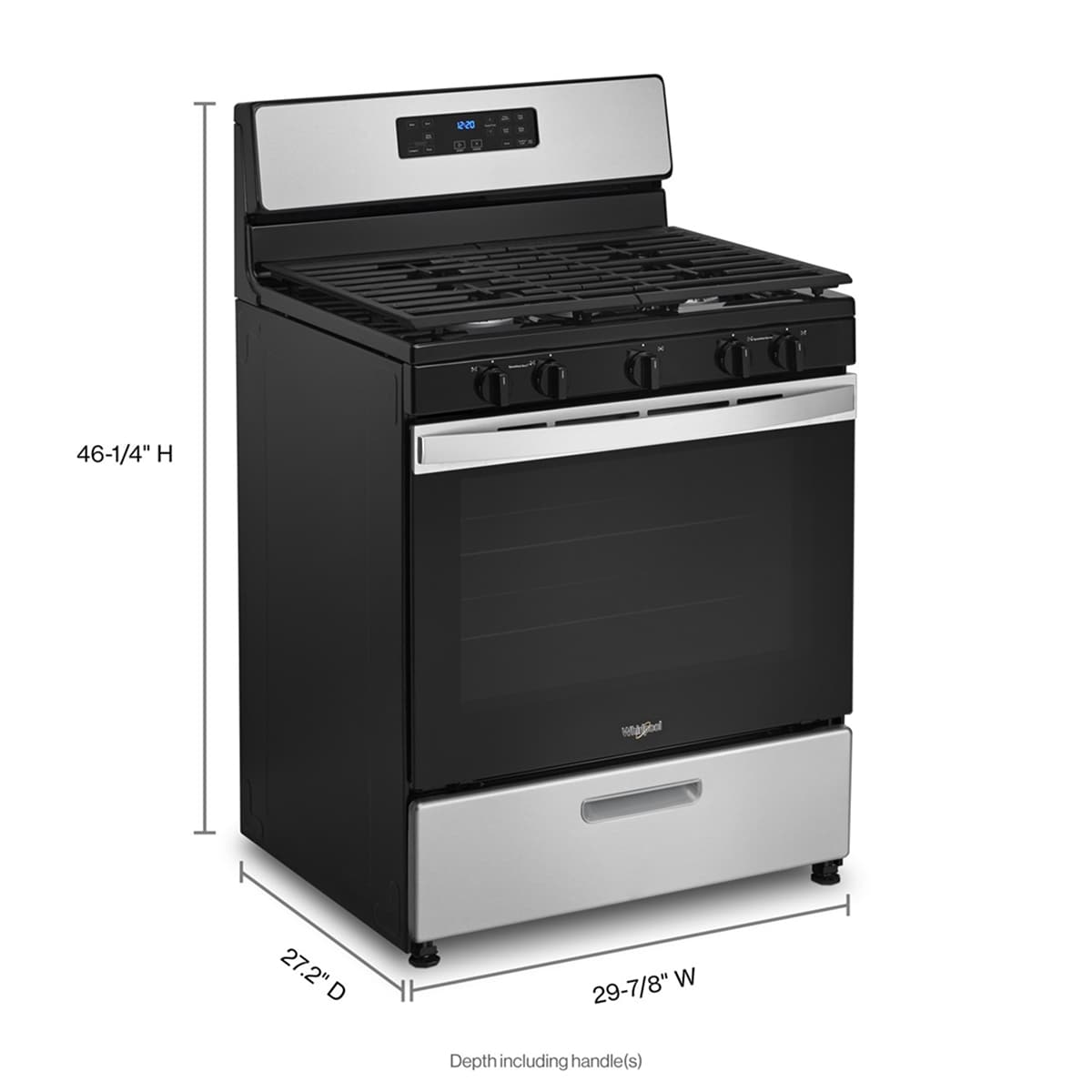 Whirlpool 30-in 5 burners 5.1-cu ft Freestanding Natural Gas Range ( Stainless Steel )