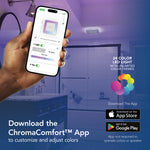 Broan Chroma Comfort 1.5-Sone 110-CFM White Decorative Lighted Bluetooth Compatibility Bathroom Fan