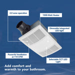 Broan PowerHeat 2.0-Sone 110-CFM Bright White Lighted Bathroom Fan and Heater
