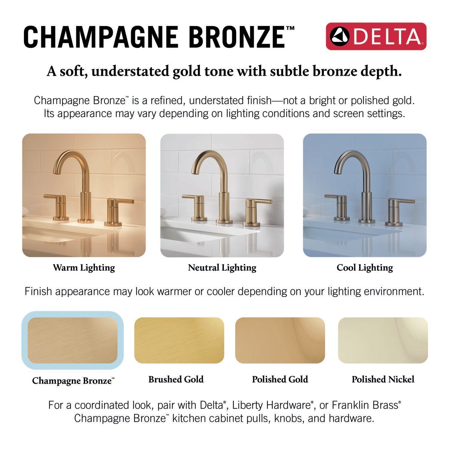 Delta Lacey Champagne Bronze Widespread 2-handle WaterSense Mid-arc Residential Handle Bathroom Sink Faucet with Drain