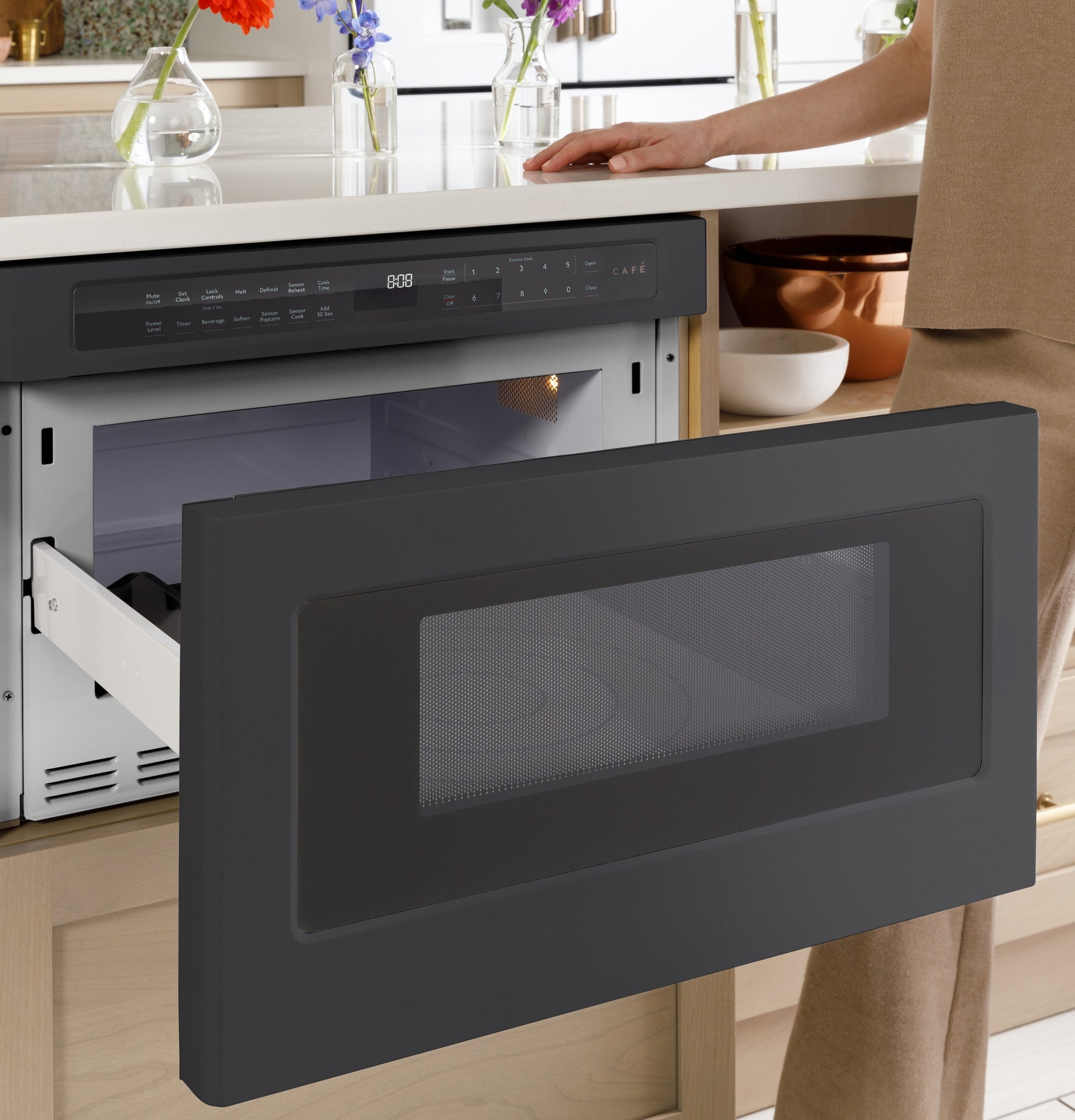 Cafe 23.9-in 1.2-cu ft 1000 -Watt Microwave Drawer ( Matte Black )