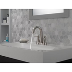 Delta Becker Spotshield Brushed Nickel 4-in Centerset 2-handle WaterSense Mid-arc Residential Handle Bathroom Sink Faucet with Drain, 25891LF-SP #2517011  *JR2512, Retail: $182.10, FINAL PRICE: $59.99 + TAX
