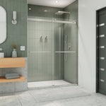 DreamLine Essence Brushed Nickel 56-in to 60-in W x 76.0-in H Frameless Clear Glass Bypass Sliding Shower door