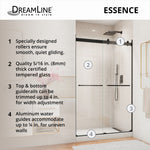 DreamLine Essence Brushed Nickel 56-in to 60-in W x 76.0-in H Frameless Clear Glass Bypass Sliding Shower door
