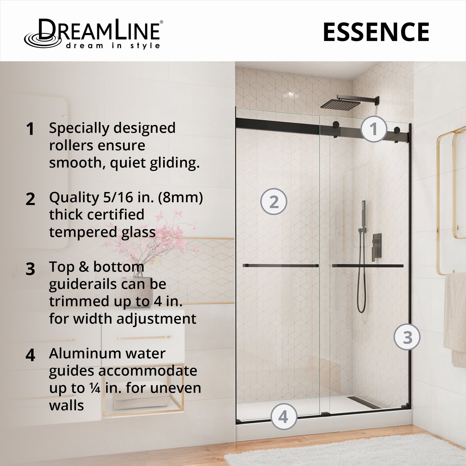 DreamLine Essence Brushed Nickel 56-in to 60-in W x 76.0-in H Frameless Clear Glass Bypass Sliding Shower door