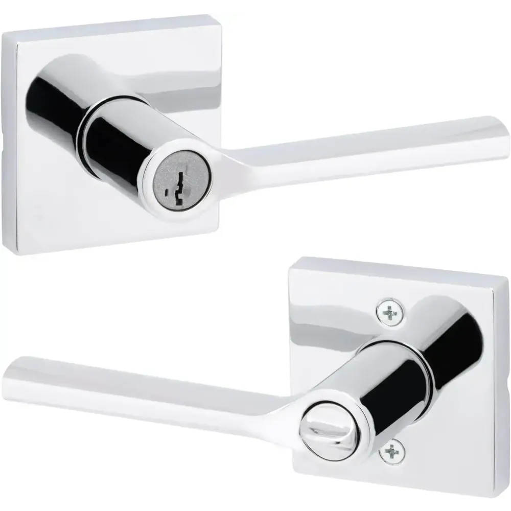 Kwikset Lisbon Keyed Entry Square Rose SmartKey in Polished Chrome, 97402-834-740LSL SQT 26 SMT 6AL Retail:$ 47.98 SPECIAL!, Loc: Warehouse