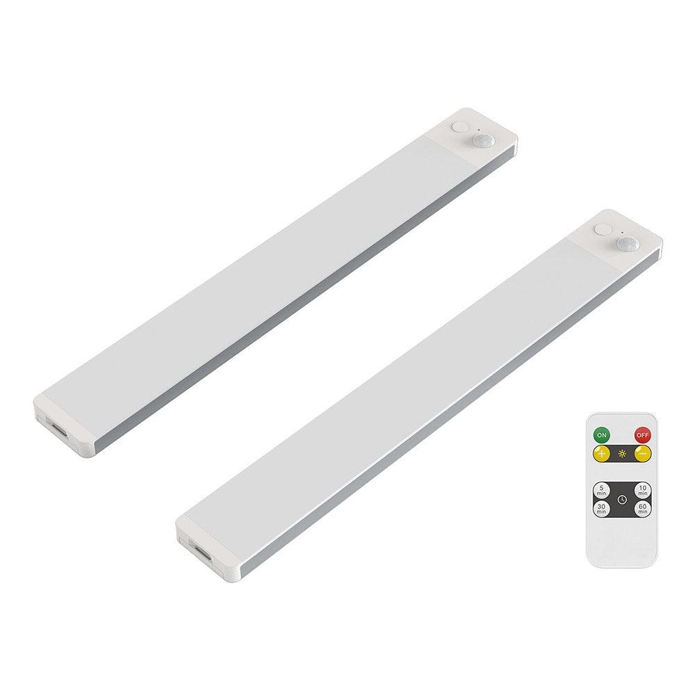 Utilitech LED 2 -Pack 12-in Rechargeable Battery LED Under Cabinet Light Bar Motion Sensing Light with Remote