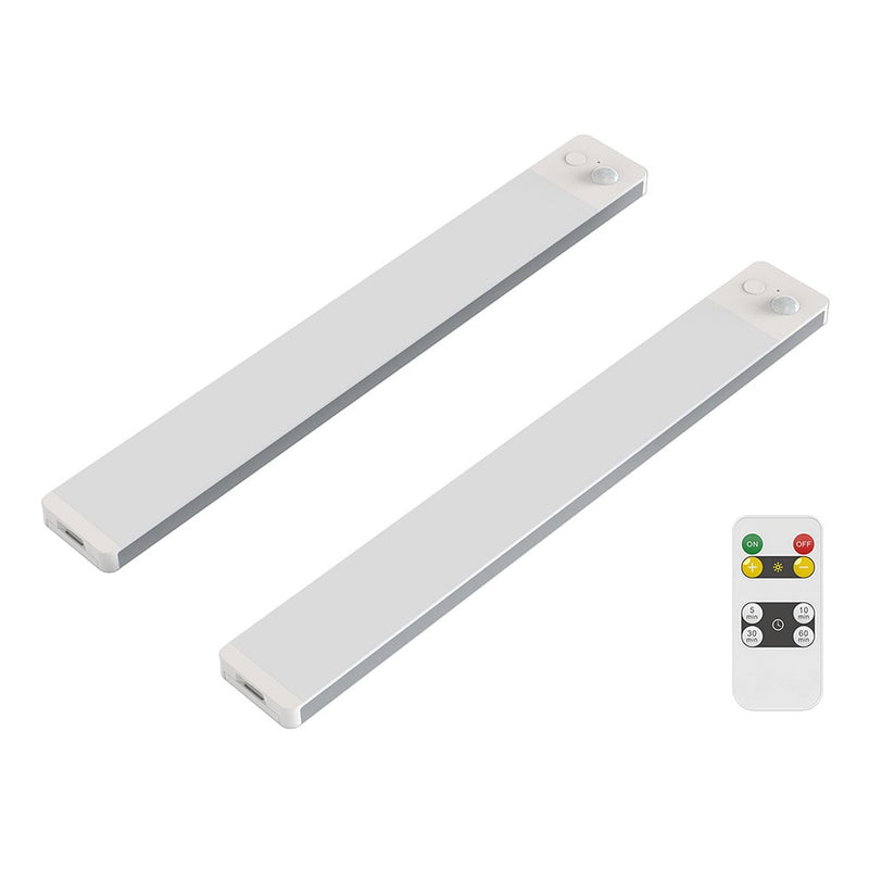 Utilitech LED 2 -Pack 12-in Rechargeable Battery LED Under Cabinet Light Bar Motion Sensing Light with Remote