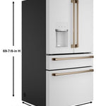 Cafe Standard-Depth 27.8-cu ft 36-in Wide French Door Refrigerator with Ice Maker ( Matte White with Brushed Bronze Handles