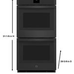 GE 27 inch Double Electric Wall Oven with Air Fry Self + Steam Cleaning ( Black )