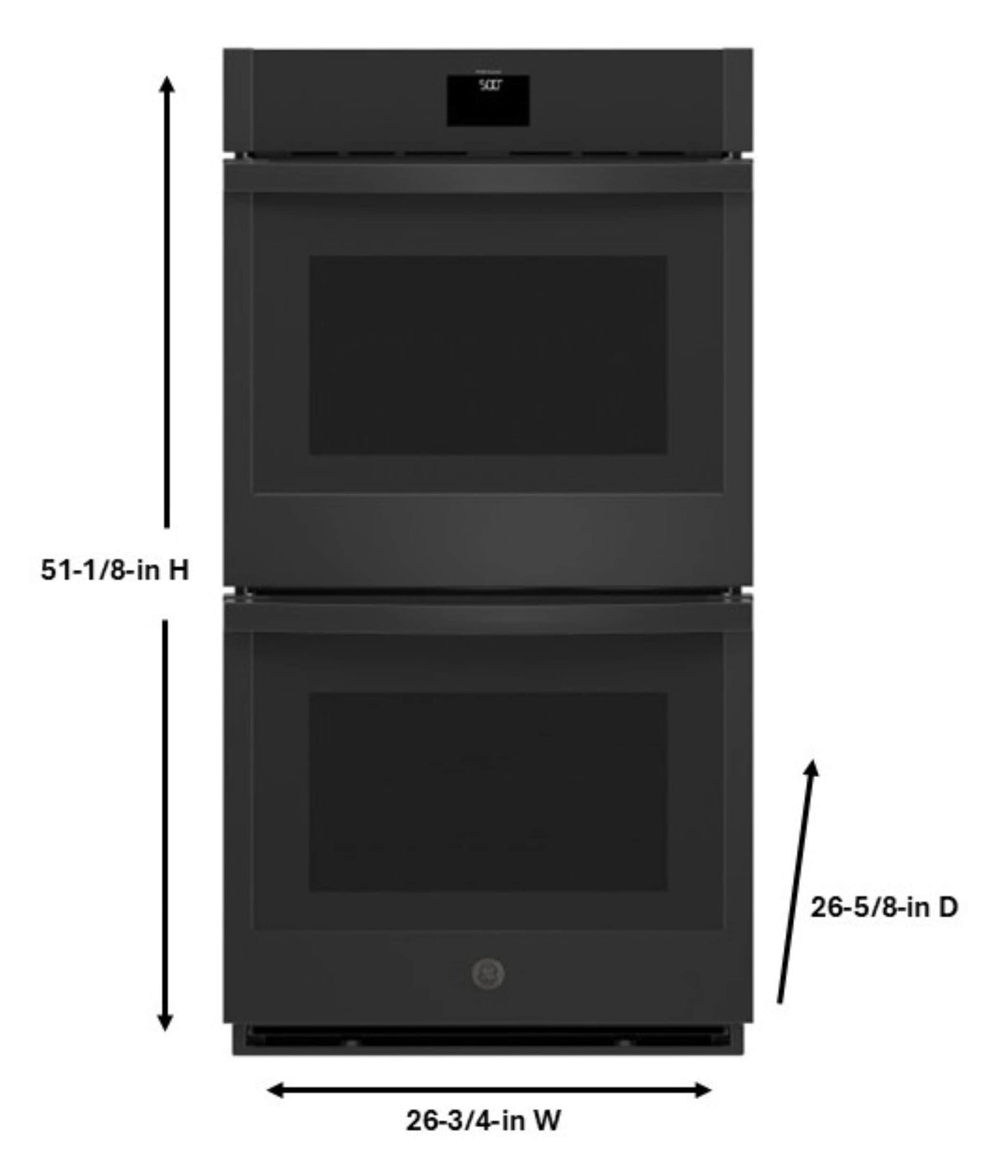 GE 27 inch Double Electric Wall Oven with Air Fry Self + Steam Cleaning ( Black )