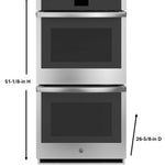 GE 27 inch Double Electric Wall Oven with Air Fry Self + Steam Cleaning ( Stainless Steel )