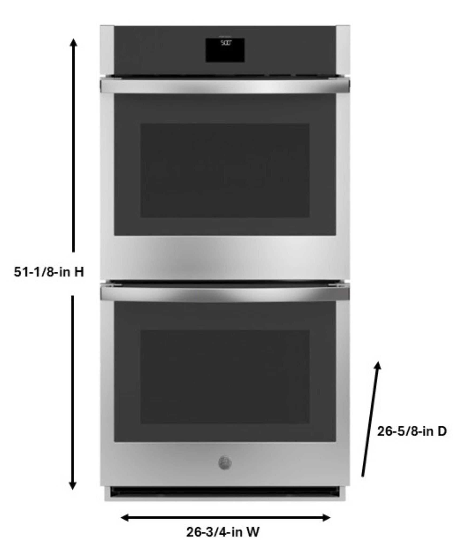 GE 27 inch Double Electric Wall Oven with Air Fry Self + Steam Cleaning ( Stainless Steel )