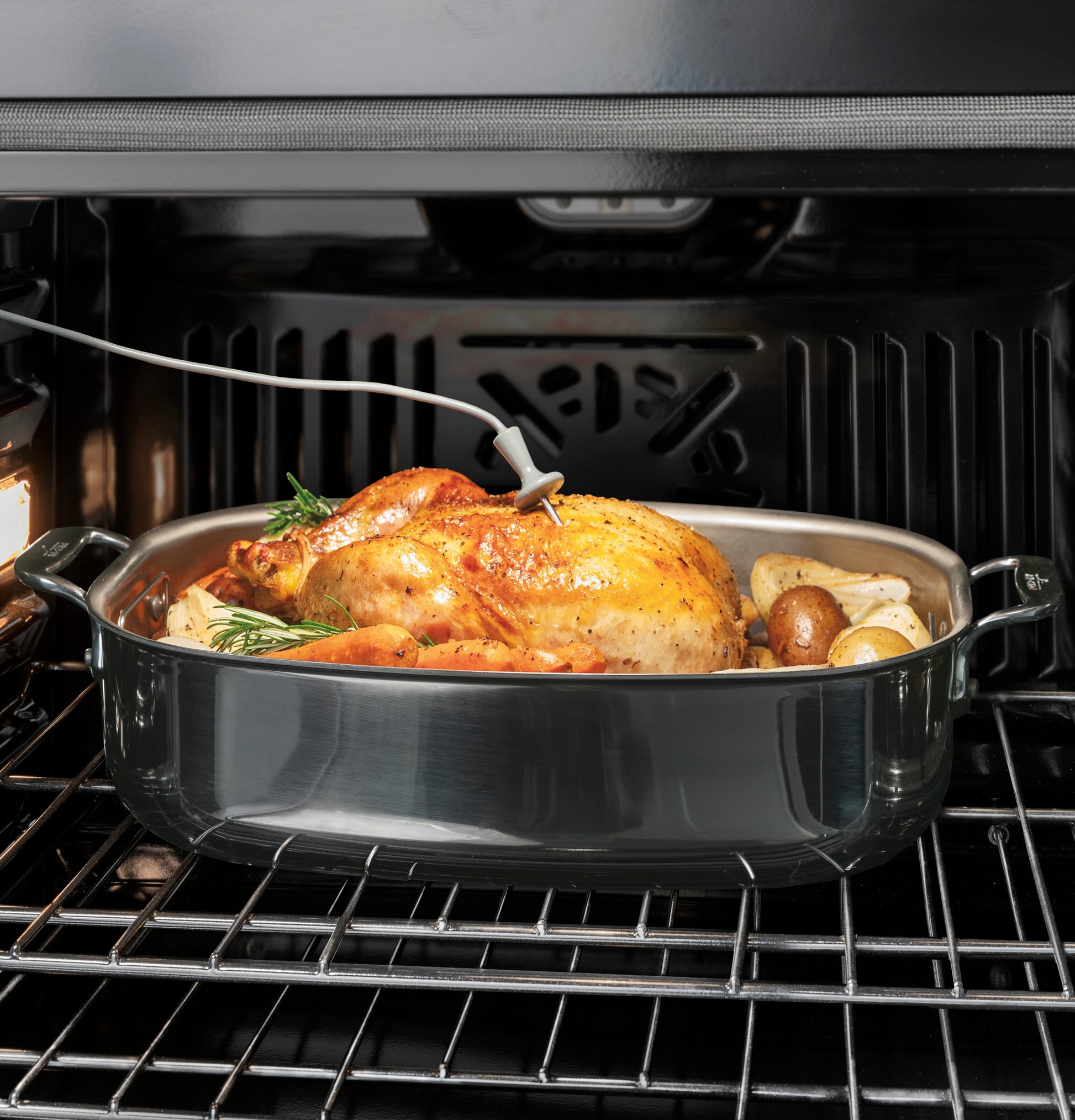 GE 27 inch Double Electric Wall Oven with Air Fry Self + Steam Cleaning ( Black )