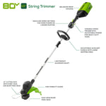 Greenworks 80V 21in Self Propelled Lawn Mower 13in String Trimmer and 730 Leaf Blower Combo with 4 Ah Battery and Charger