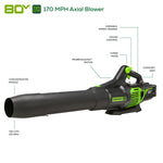 Greenworks 80V 21in Self Propelled Lawn Mower 13in String Trimmer and 730 Leaf Blower Combo with 4 Ah Battery and Charger
