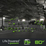 Greenworks 80V 21in Self Propelled Lawn Mower 13in String Trimmer and 730 Leaf Blower Combo with 4 Ah Battery and Charger