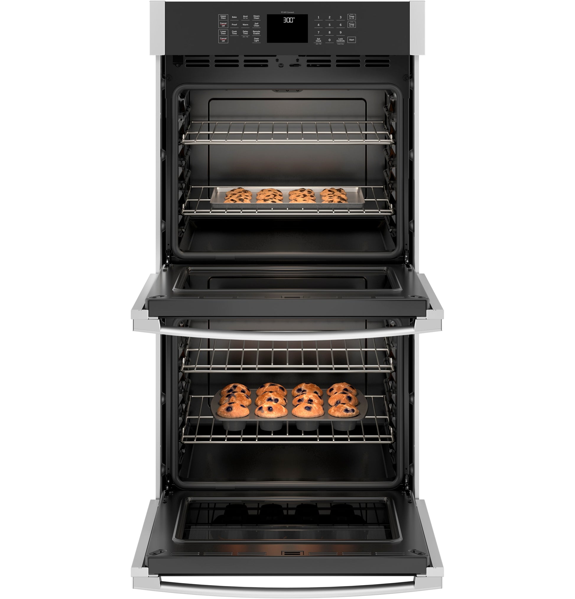 GE 27 inch Double Electric Wall Oven Self + Steam Cleaning ( Stainless Steel )