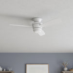 Harbor Breeze Mazon 44-in White LED Flush Mount Ceiling Fan With Light and Remote Control Included