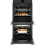 GE 27 inch Double Electric Wall Oven with Air Fry Self + Steam Cleaning ( Stainless Steel )