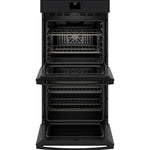 GE 27 inch Double Electric Wall Oven with Air Fry Self + Steam Cleaning ( Black )
