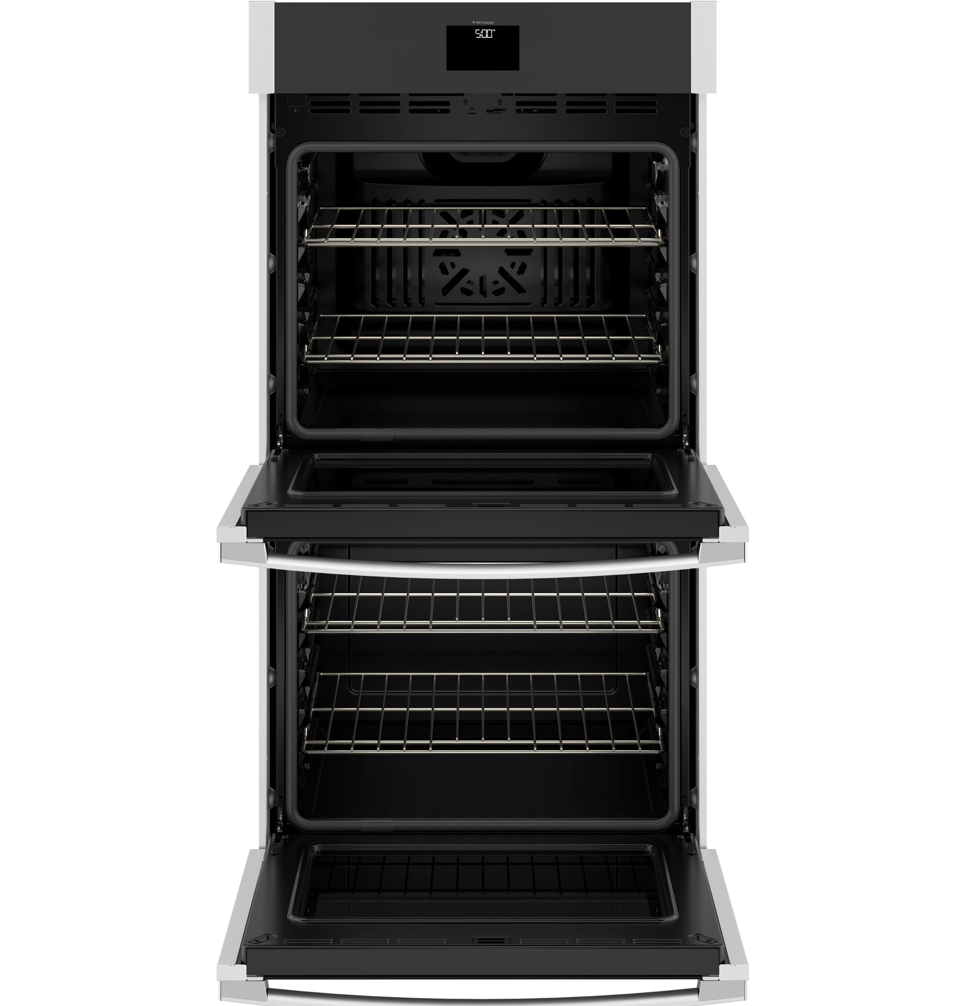 GE 27 inch Double Electric Wall Oven with Air Fry Self + Steam Cleaning ( Stainless Steel )