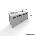 Florence 72-inch Double Sink Bathroom Vanity in Gray with Custom Quartz Top, VV372G-CQTSQ, Retail: $2,099.95, FINAL PRICE: $1,299.99 + TAX