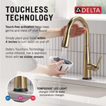 Delta Essa Champagne Bronze Single Handle Deck-mount Touchless Pull-down Kitchen Faucet with Sprayer (Includes Deck Plate)