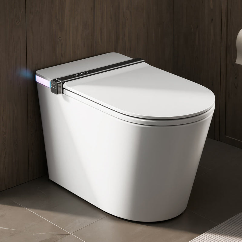 DeerValley Vertex White(Customizable Ambient Light) Dual Flush Elongated Chair Height Smart Soft Close 1-piece Bidet 12-in Rough-In 1.28 GPF