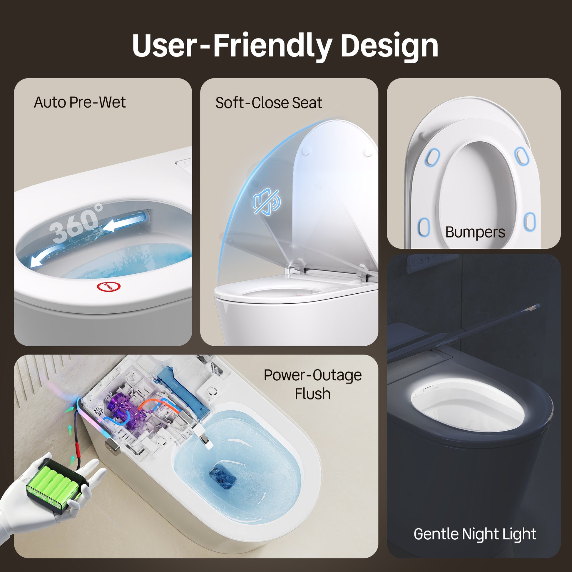DeerValley Vertex White(Customizable Ambient Light) Dual Flush Elongated Chair Height Smart Soft Close 1-piece Bidet 12-in Rough-In 1.28 GPF