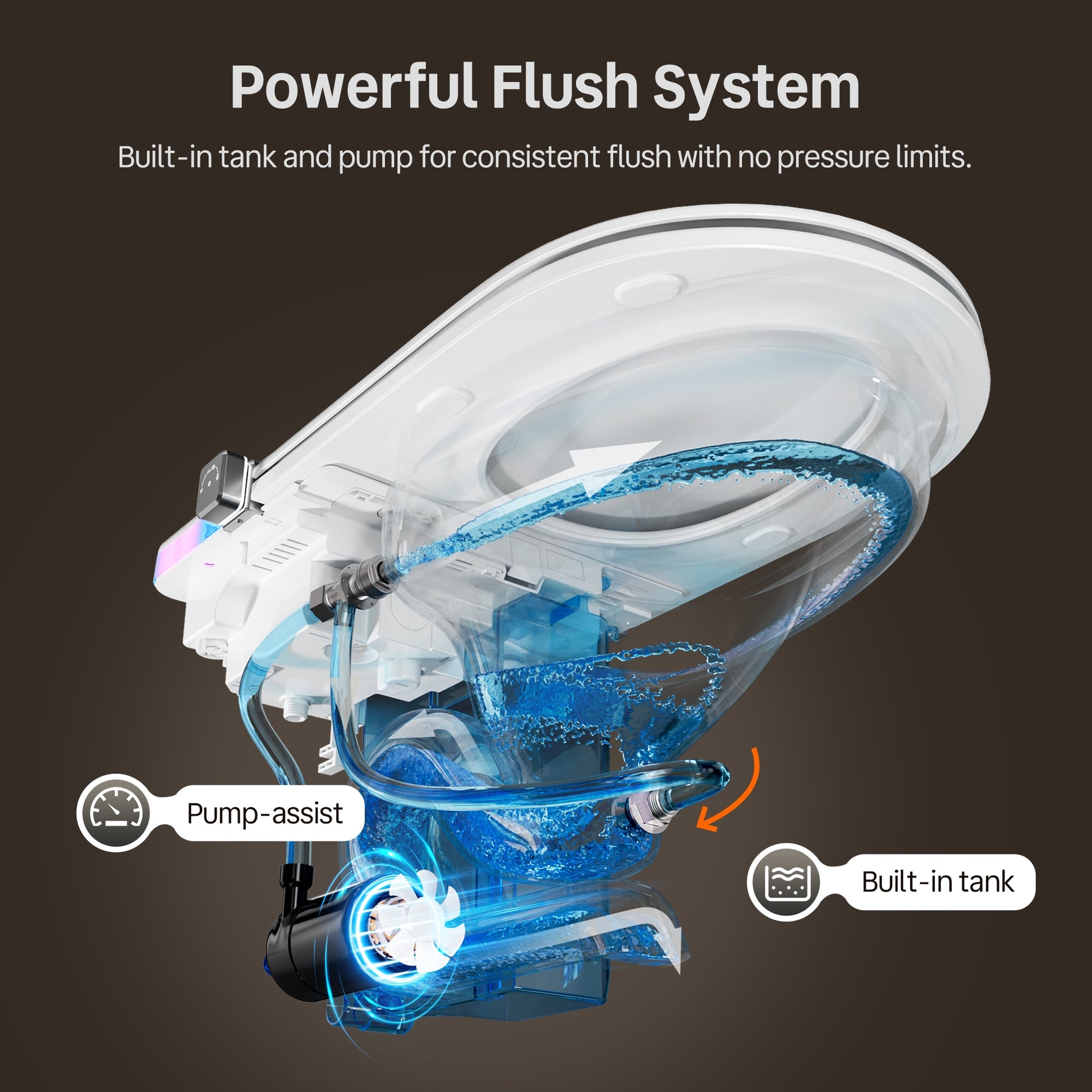 DeerValley Vertex White(Customizable Ambient Light) Dual Flush Elongated Chair Height Smart Soft Close 1-piece Bidet 12-in Rough-In 1.28 GPF