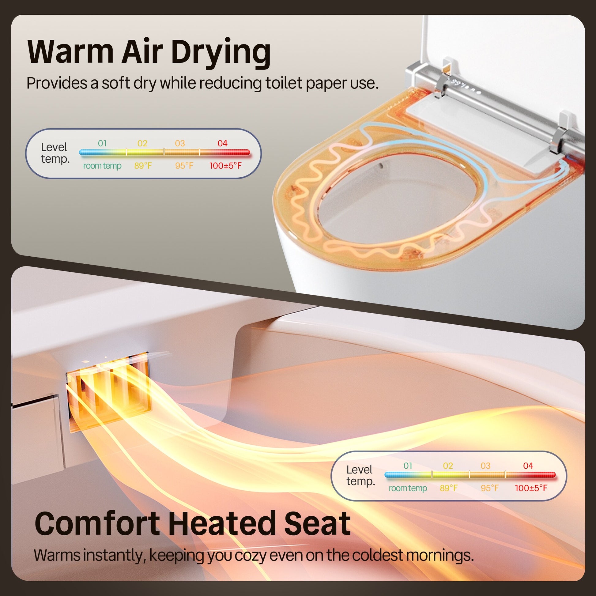 DeerValley Vertex White(Customizable Ambient Light) Dual Flush Elongated Chair Height Smart Soft Close 1-piece Bidet 12-in Rough-In 1.28 GPF