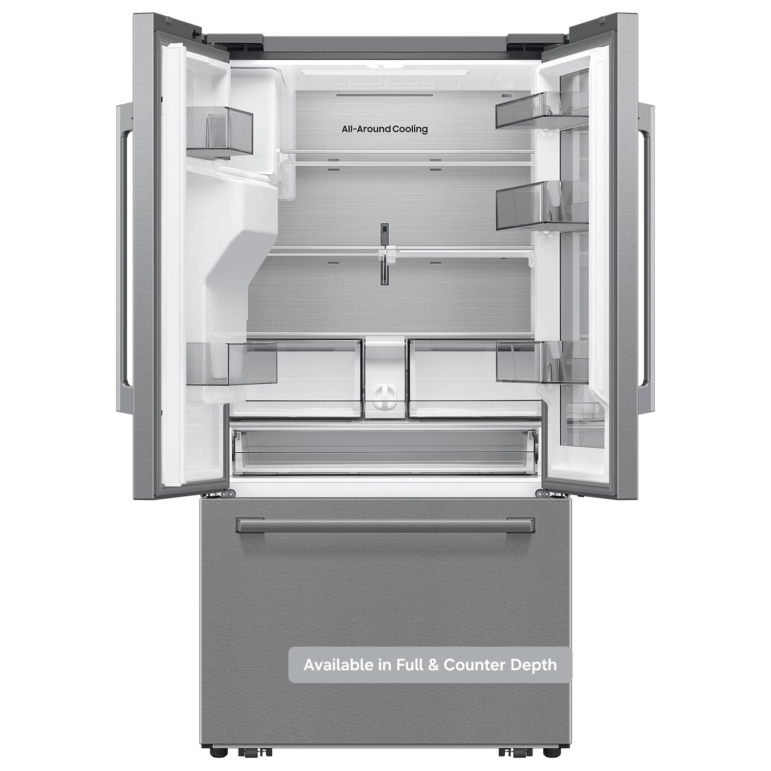 Samsung Bespoke AI Counter-Depth AutoView Zero Clearance Fit 24-cu ft 36-in Wide French Door Refrigerator with Dual Ice Maker ( Fingerprint Resistant Stainless Steel ) ENERGY STAR Certified