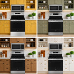GE EasyWash Oven Tray 30-in Glass Top 5 burners 5.3-cu ft Air Fry Convection Oven Freestanding Electric Range ( Stainless Steel )