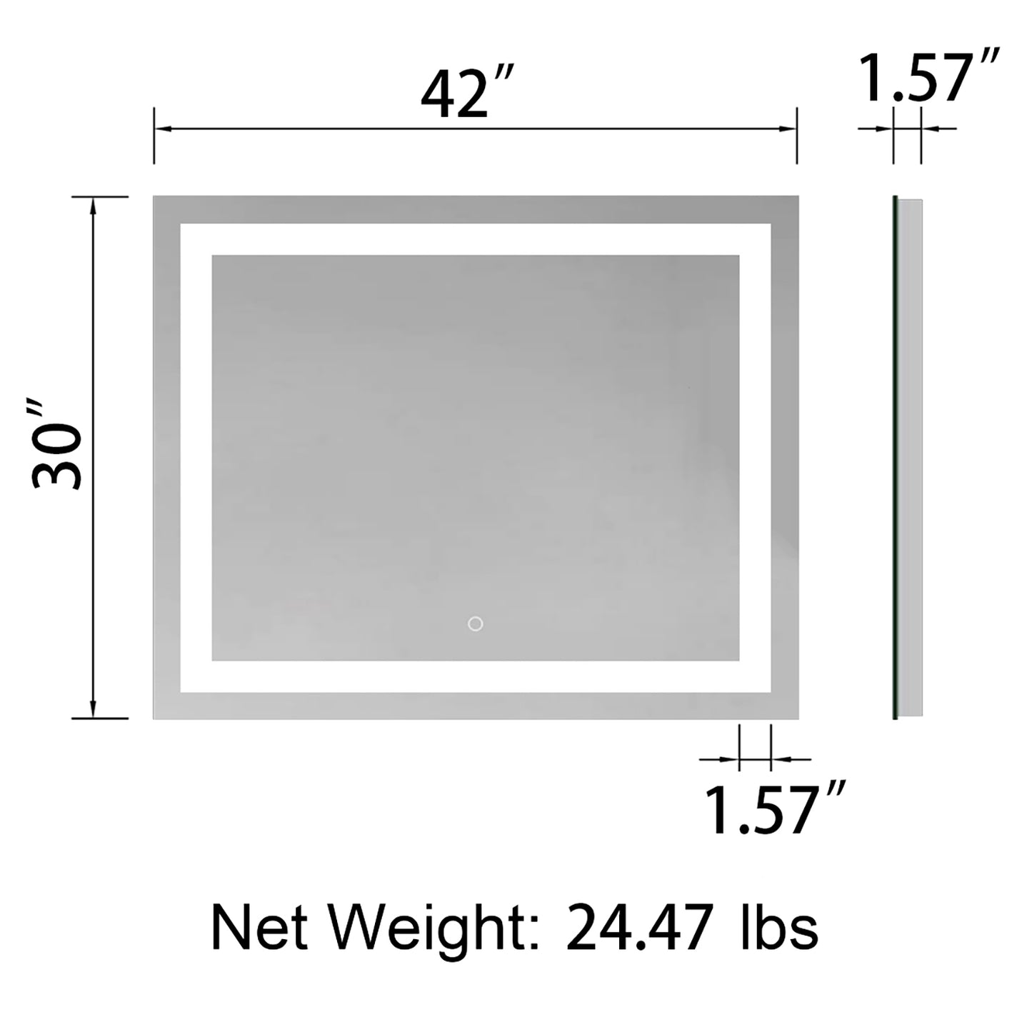 Aurora 24x30 Frameless LED MIRROR with Defogger MA022430TD-OL FINAL PRICE: $209.99 + TAX