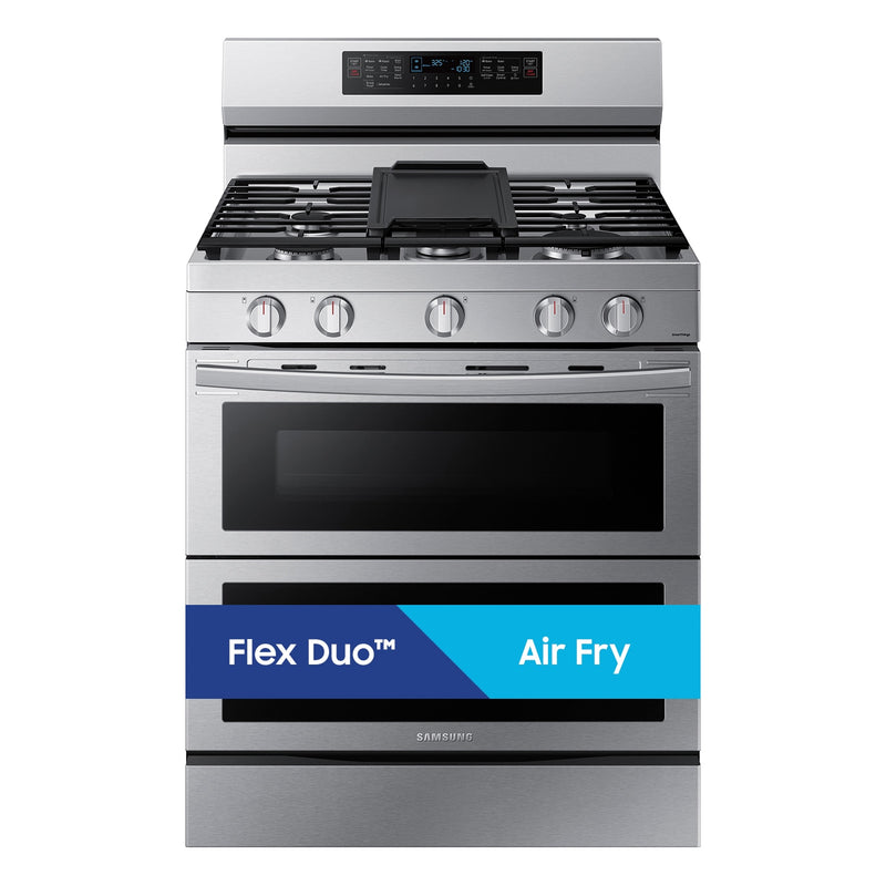 Samsung Flex Duo 30-in 5 burners 3.4-cu ft / 2.5-cu ft Air Fry Convection Oven Freestanding Double Oven Gas Range ( Fingerprint Resistant Stainless Steel )