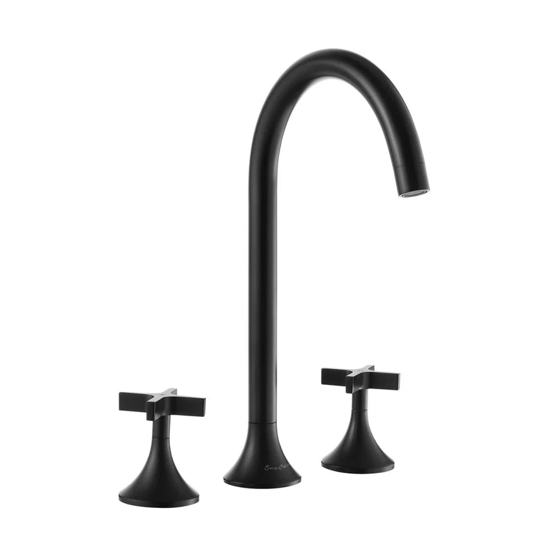 Swiss Madison Daxton Cross Handle Widespread Faucet in Matte Black, SM-BF101MB, MSRP: $284.89, FINAL  PRICE: $99.99 + TAX