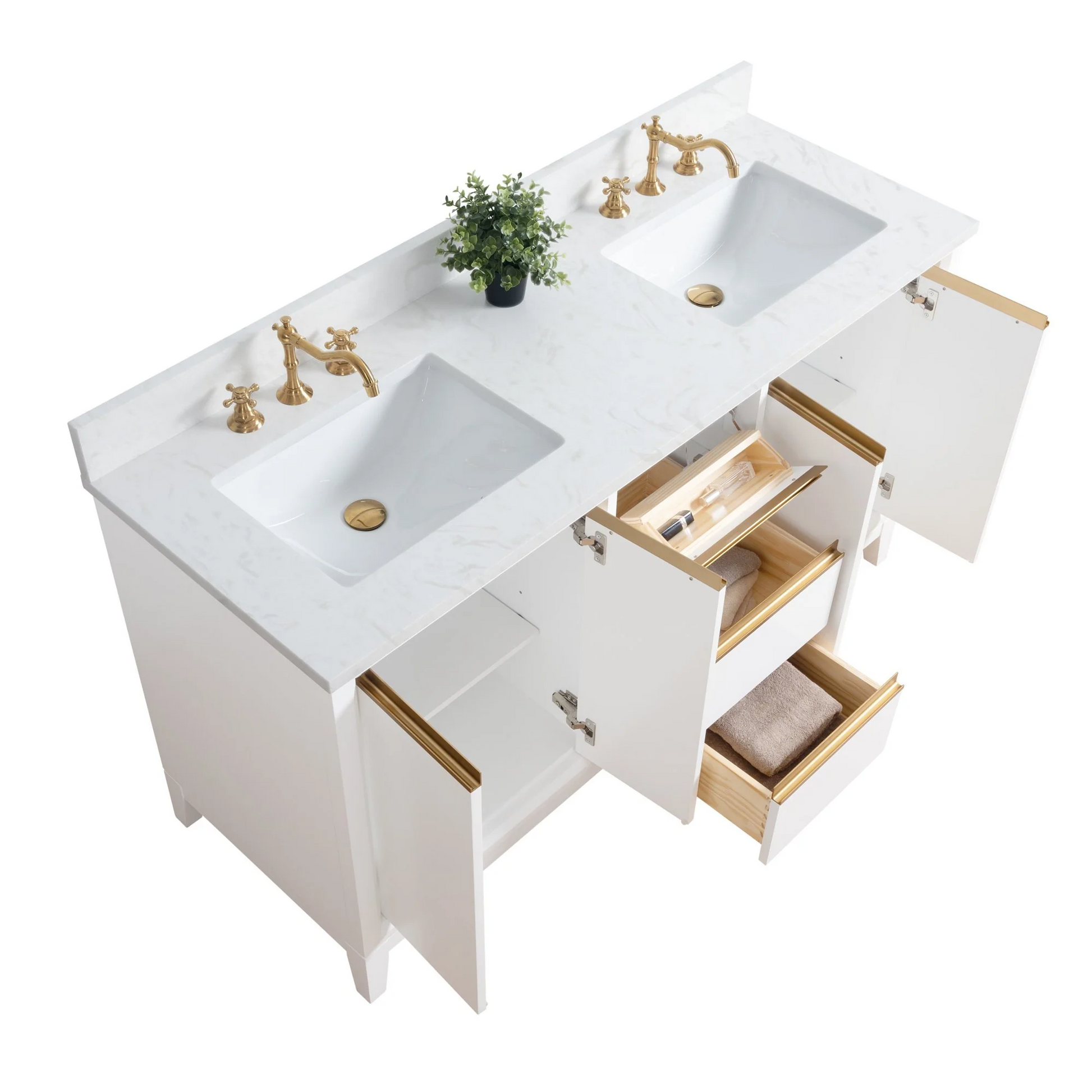Vera Accent 60-in Double Sink Bathroom Vanity in White with Engineered Marble Top, VA8060-DW, CVH60D-W, Retail: $1,438.00, Final: $999.99, CLEARANCE PRICE: $899.99 + TAX