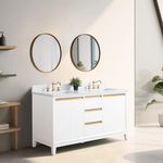 Vera Accent 60-in Double Sink Bathroom Vanity in White with Engineered Marble Top, VA8060-DW, CVH60D-W, Retail: $1,438.00, Final: $999.99, CLEARANCE PRICE: $899.99 + TAX