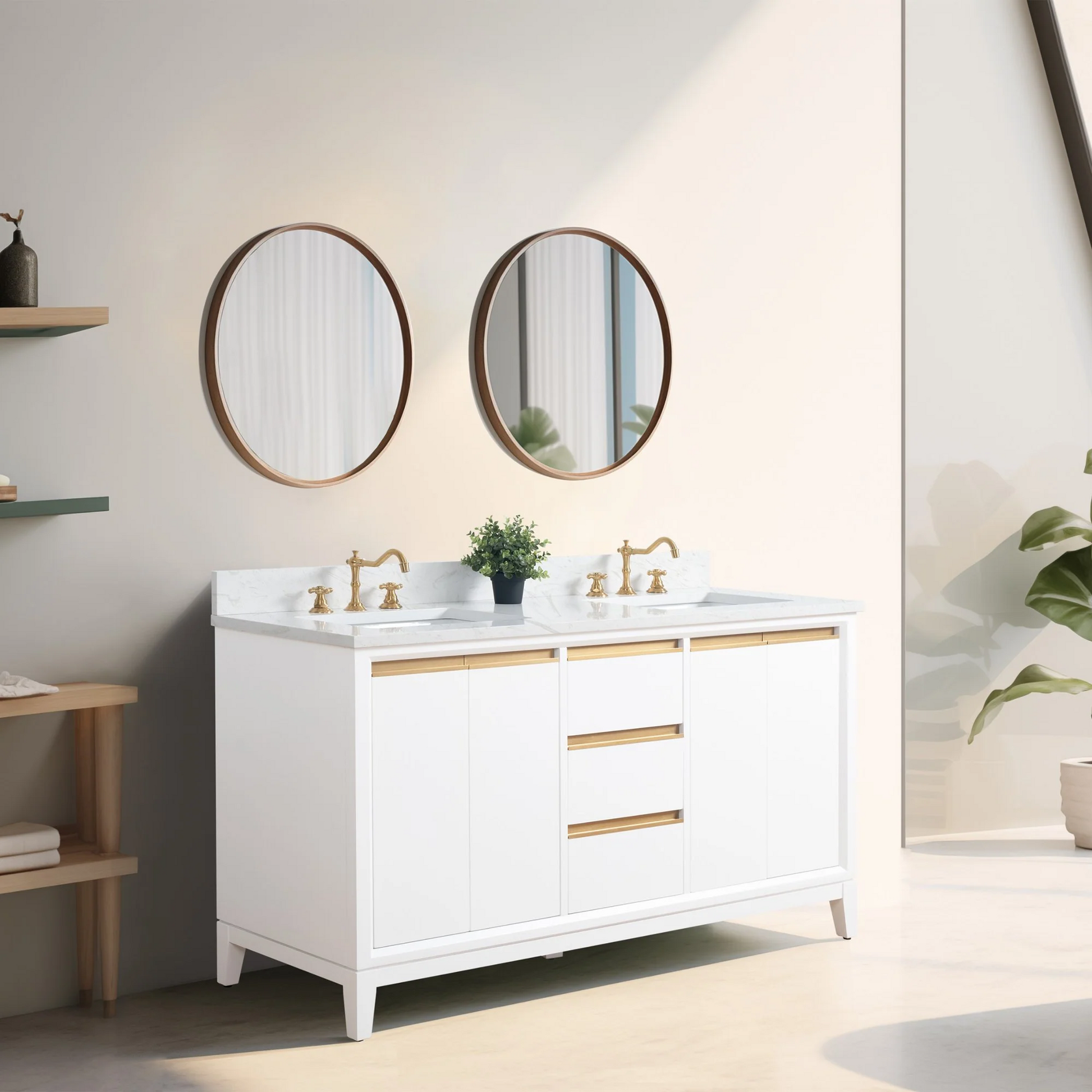 Vera Accent 60-in Double Sink Bathroom Vanity in White with Engineered Marble Top, VA8060-DW, CVH60D-W, Retail: $1,438.00, Final: $999.99, CLEARANCE PRICE: $899.99 + TAX