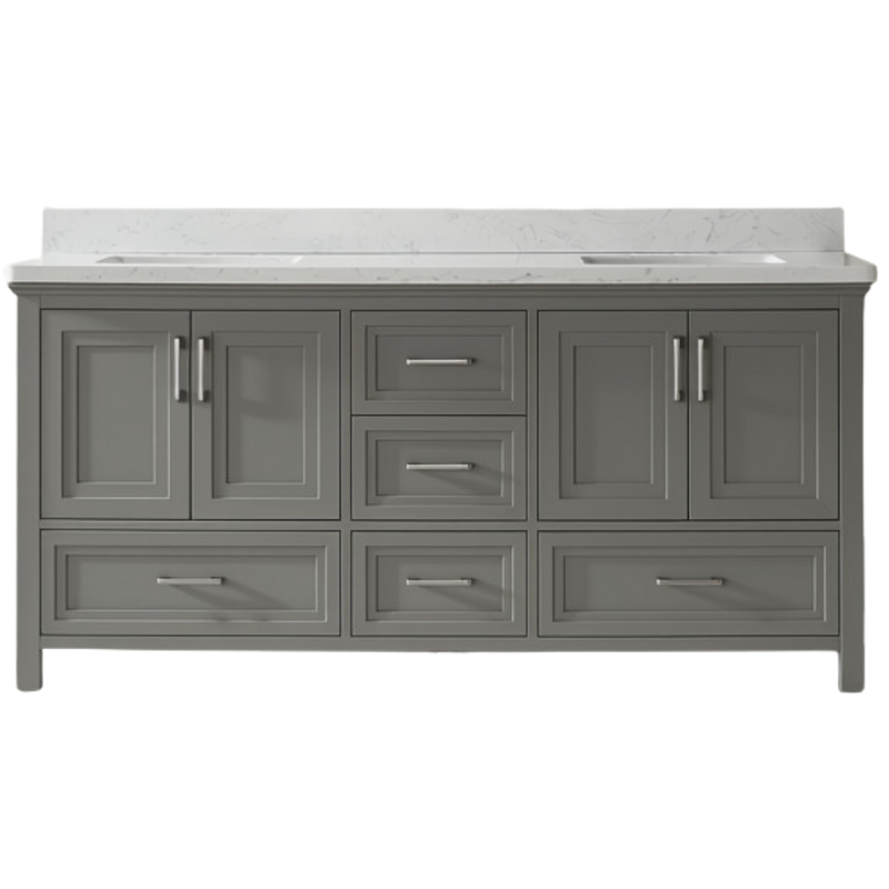 Jubilee 72-Inch Double Sink Vanity in Gray with Artificial Marble Countertop