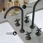 Swiss Madison Daxton Cross Handle Widespread Faucet in Matte Black, SM-BF101MB, MSRP: $284.89, FINAL  PRICE: $99.99 + TAX