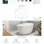 Acquabella Carezza Center Drain 63x31 Freestanding Bathtub in Snow White with Light Gray, CZB6331MLW, Retail: $10,000.00, FINAL PRICE: $1,499.99 + TAX